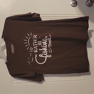 Men's large T-shirt, saying " I'd rather be fishing "